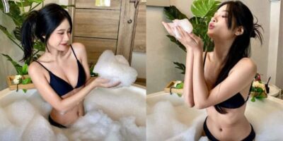 ดูรูปโป้ Oki Almalik สาวลูกครึ่งคนสวยถ่ายภาพยั่วงควยในอ่างน้ำฟองสบู่ ร่องนมขาวน่าจับ